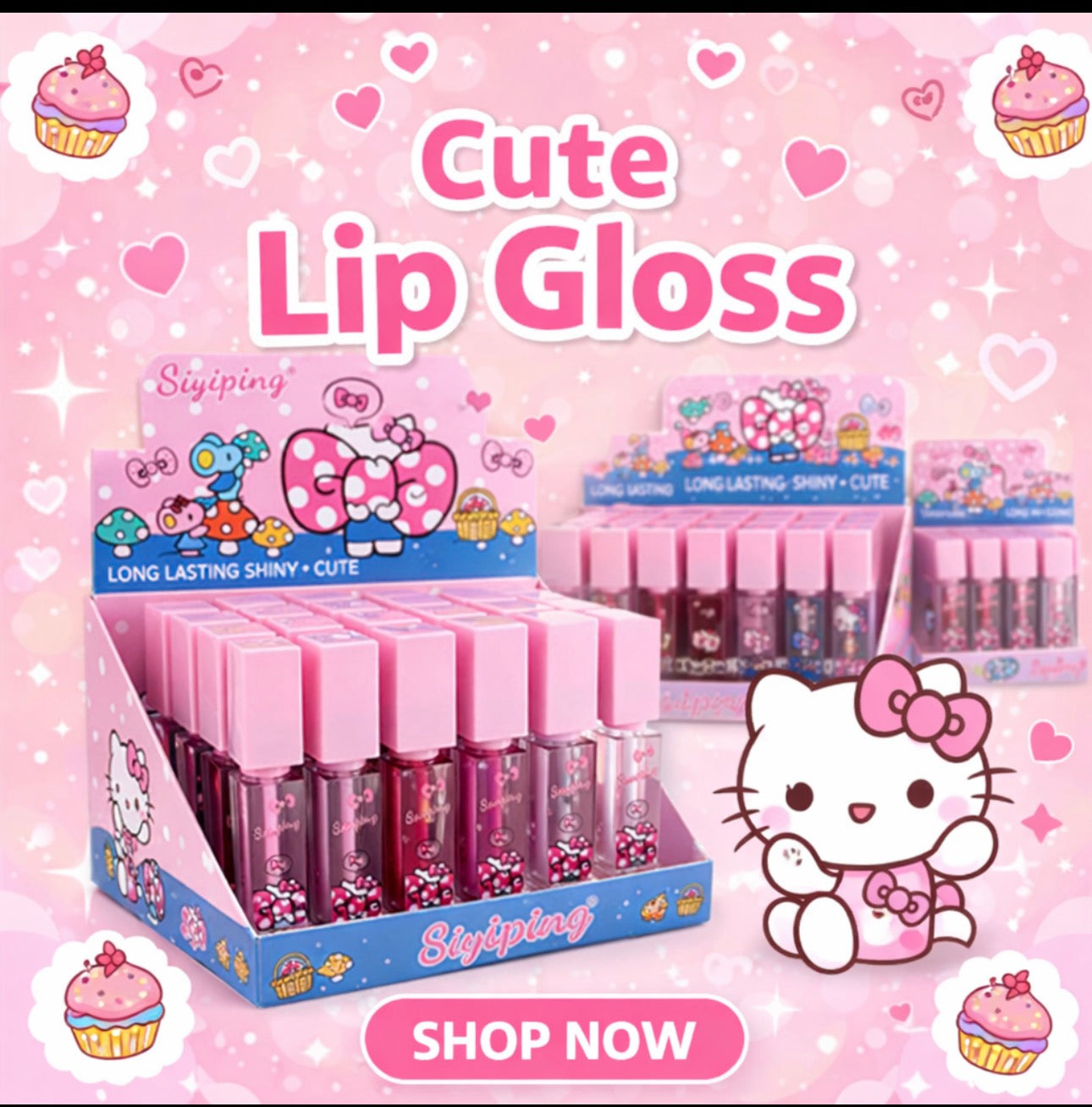 One Dozen (12 Pieces ) of Cute Flavored lipglosses perfect to start your small business. Affordable and trendy.