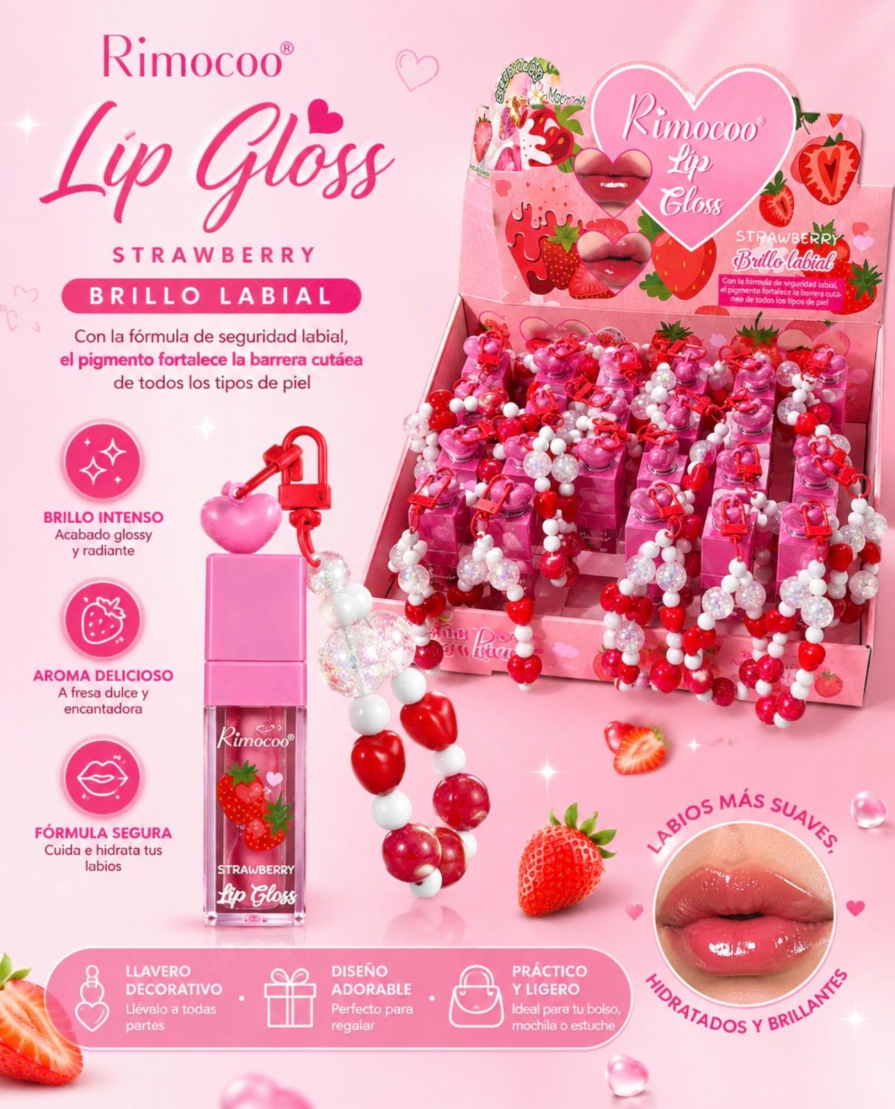Rimocoo Strawberry Lip Gloss Keychain