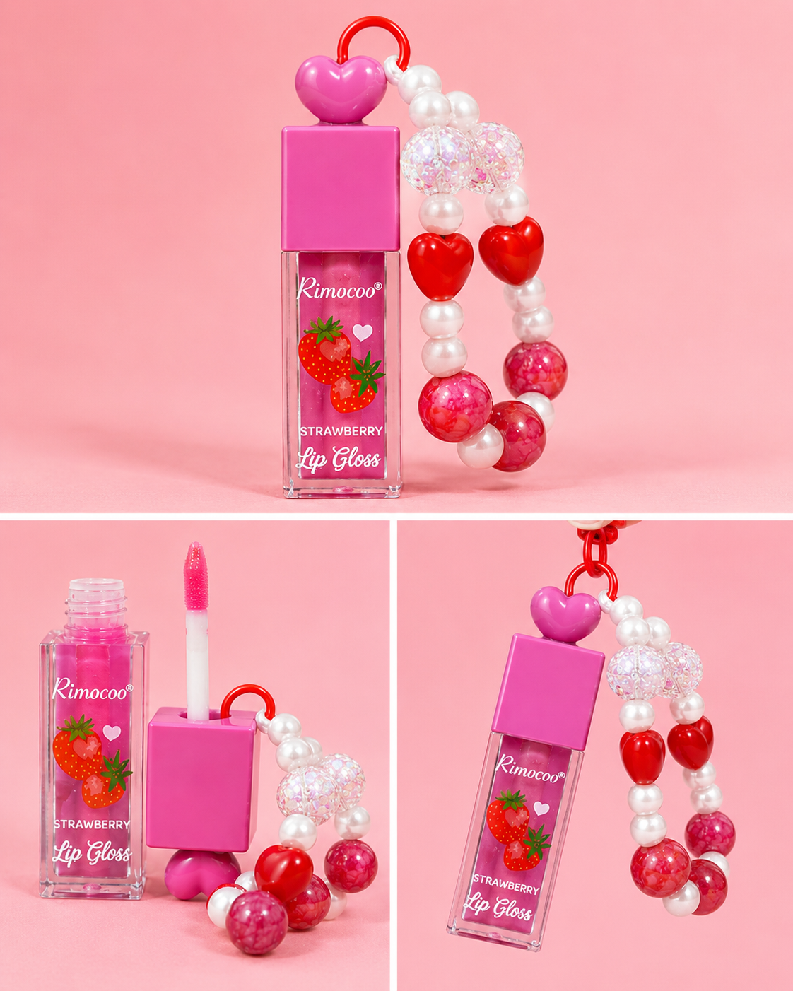 Rimocoo Strawberry Lip Gloss Keychain