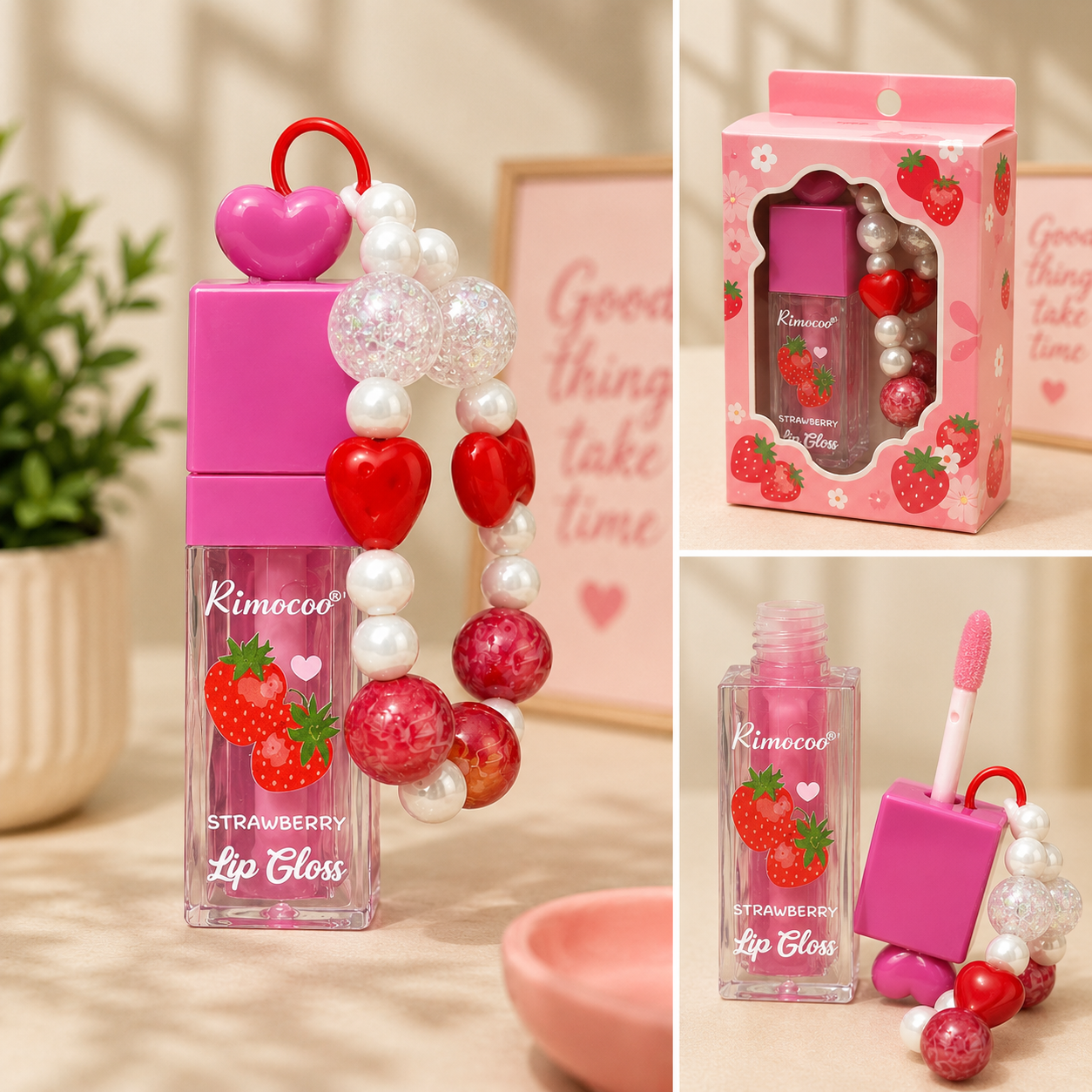 Rimocoo Strawberry Lip Gloss Keychain