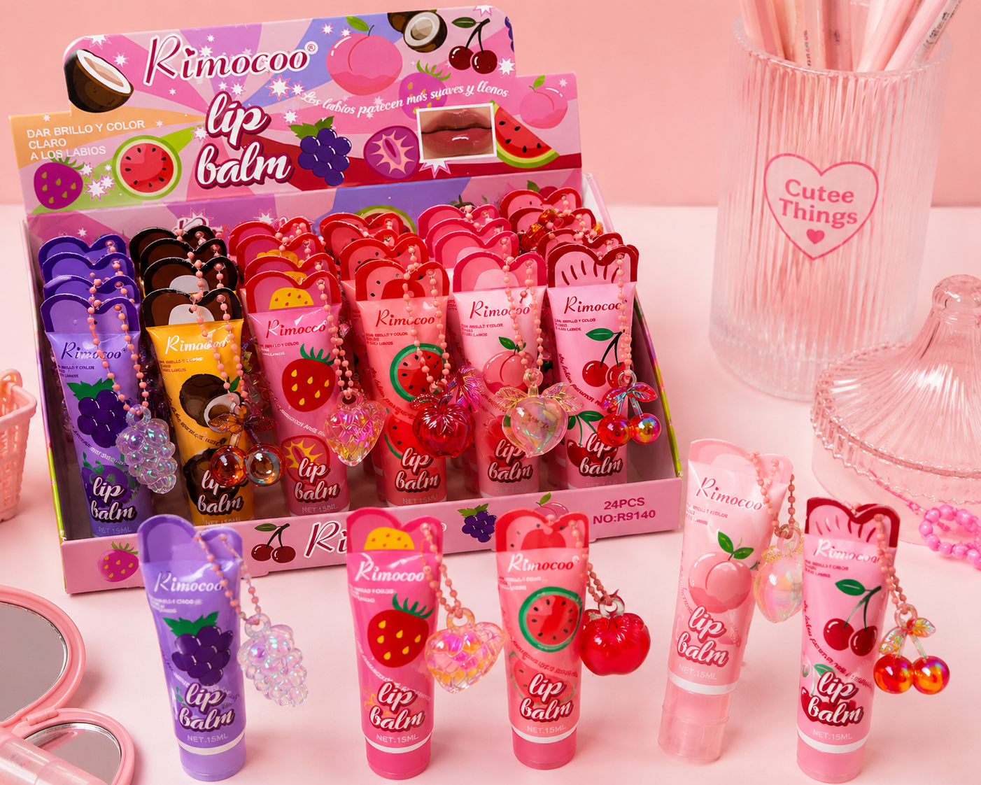 Rimocoo Fruit Lip Balm with Charm (12 Pieces)