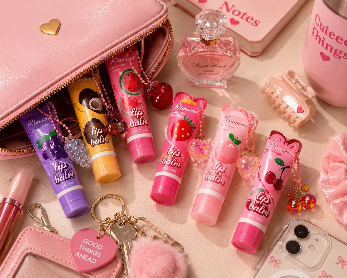 Rimocoo Fruit Lip Balm with Charm (12 Pieces)