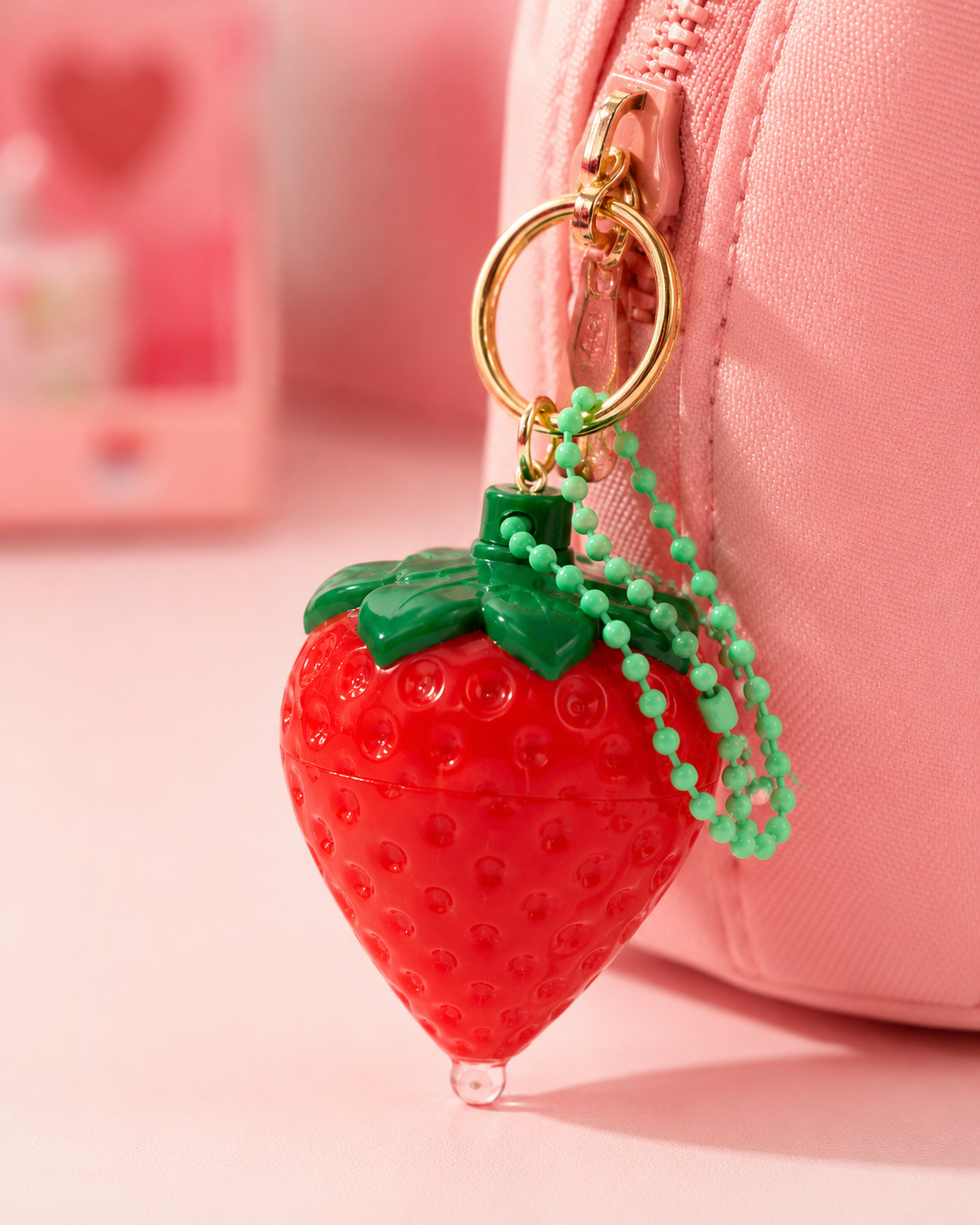 Mocallure Strawberry Lip Gloss & pH Color-Changing Lip Balm with Keychain (One Set)